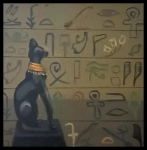 Black Cat with Pharaonic Background