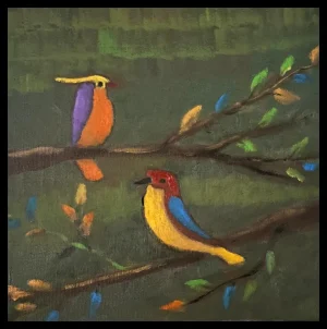 Fantasia – Colorful Birds on a Branch