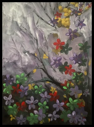 Purple Flowers on a Mauve Background